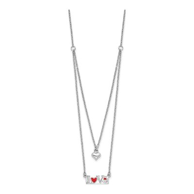 Sterling Silver CZ Enamel Heart Love Necklace – view 2