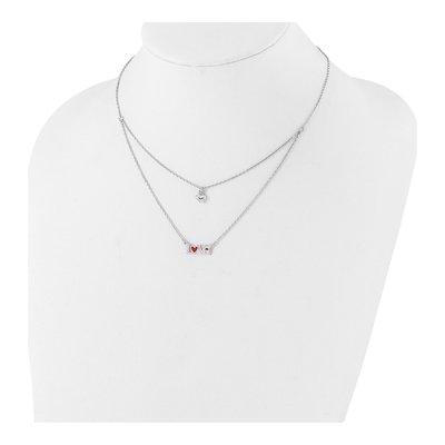 Sterling Silver CZ Enamel Heart Love Necklace – view 3