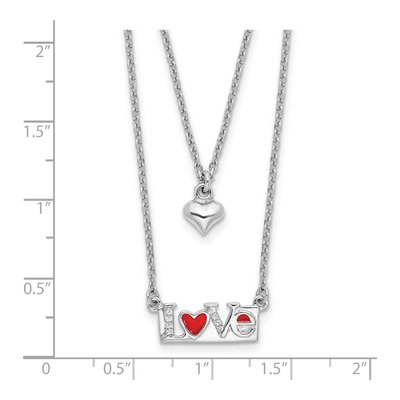 Sterling Silver CZ Enamel Heart Love Necklace – view 4