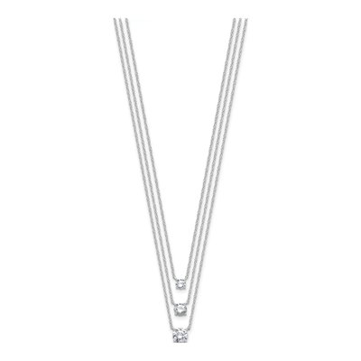 Sterling Silver CZ 3-Strand Necklace – view 3