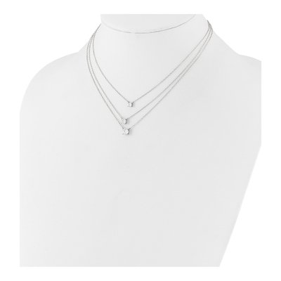 Sterling Silver CZ 3-Strand Necklace – view 4