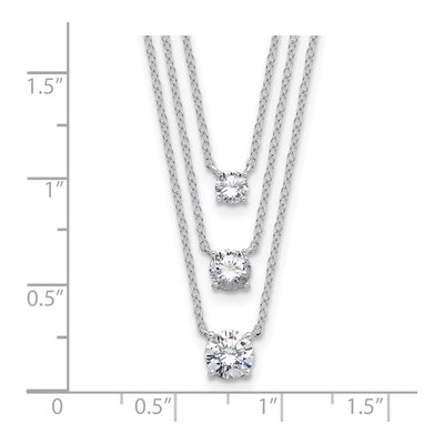 Sterling Silver CZ 3-Strand Necklace – view 5