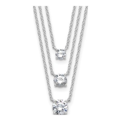Sterling Silver CZ 3-Strand Necklace