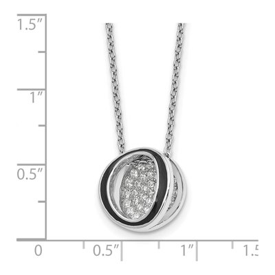 Sterling Silver CZ Enameled Open Round Necklace – view 5