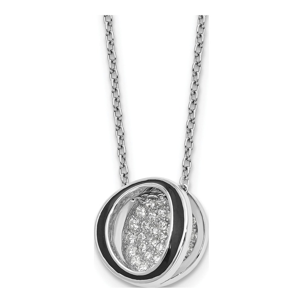 Sterling Silver CZ Enameled Open Round Necklace