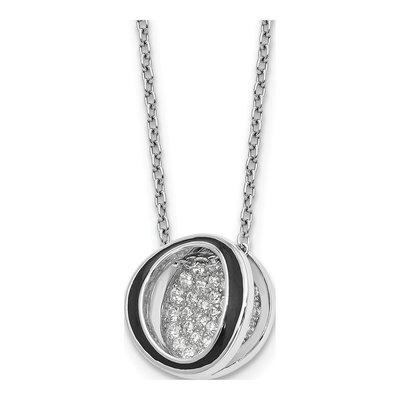 Sterling Silver CZ Enameled Open Round Necklace