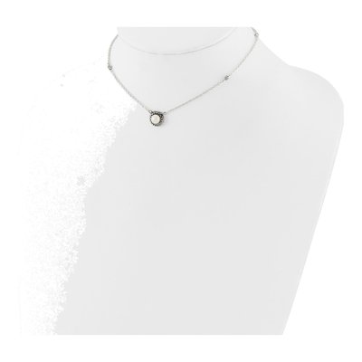 Sterling Silver Simulated Pearl Antiqued Syn Choker Necklace – view 3