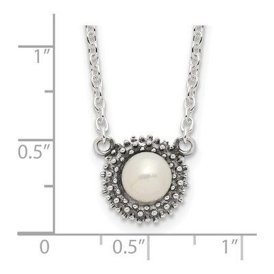 Sterling Silver Simulated Pearl Antiqued Syn Choker Necklace – view 4