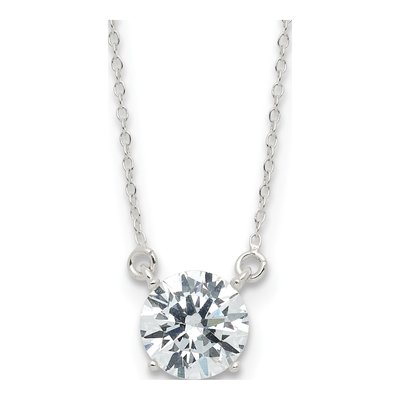 Sterling Silver CZ Round Necklace