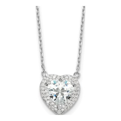 Sterling Silver CZ Heart Necklace
