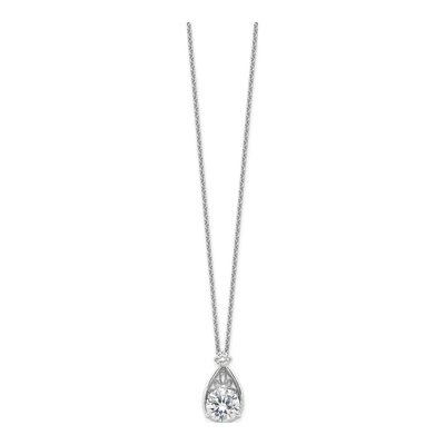 Sterling Silver CZ Teardrop Necklace – view 3