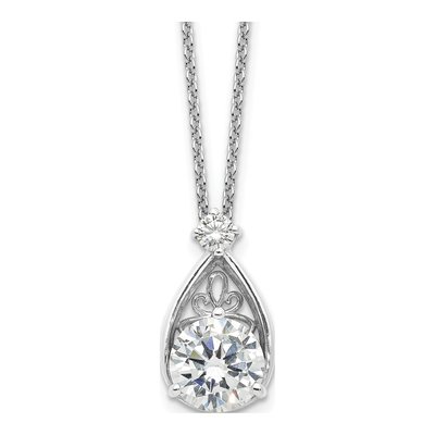 Sterling Silver CZ Teardrop Necklace