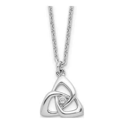 Sterling Silver CZ Celtic Triangle Necklace