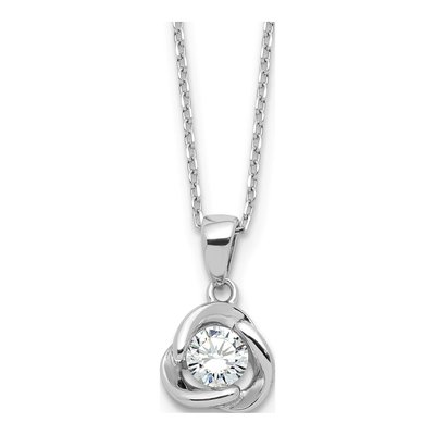 Sterling Silver CZ Love Knot Necklace