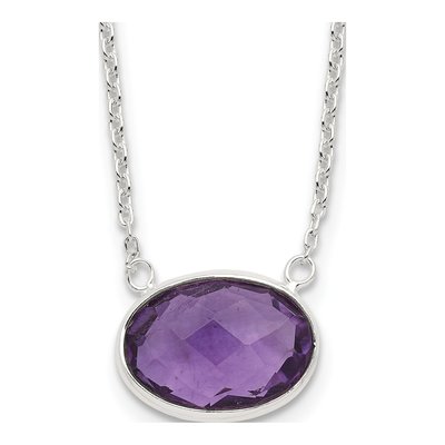 Sterling Silver CZ Oval Necklace