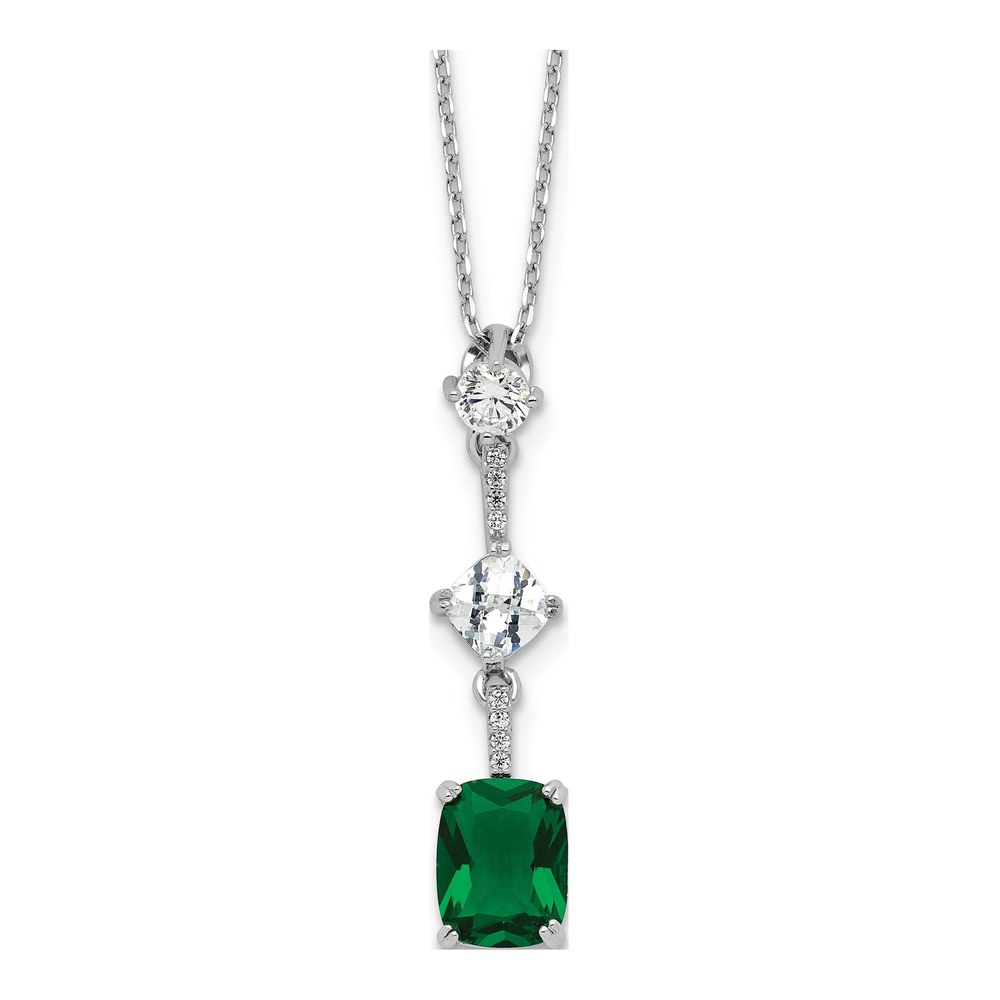 Sterling Silver CZ Necklace, 16in + 2in Extender
