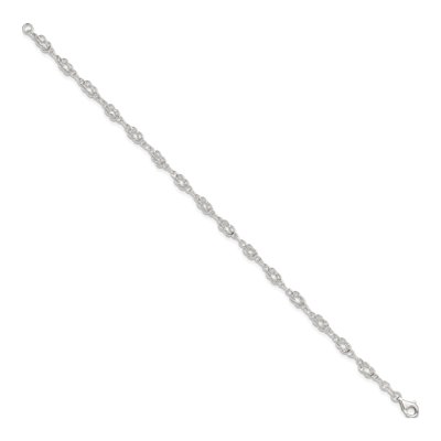 Sterling Silver 6mm Handmade Fancy Knot-Link Open Link Chain Anklet – view 3