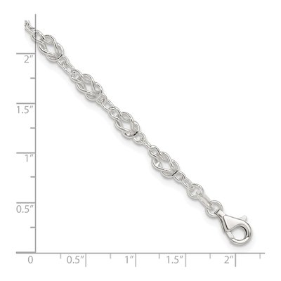 Sterling Silver 6mm Handmade Fancy Knot-Link Open Link Chain Anklet – view 4
