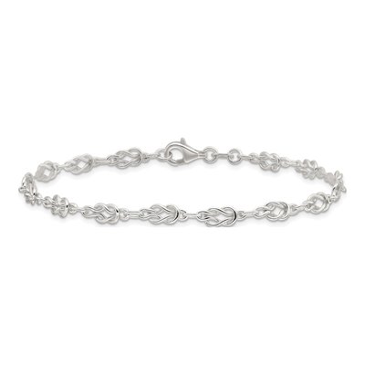 Sterling Silver 6mm Handmade Fancy Knot-Link Open Link Chain Anklet – view 5