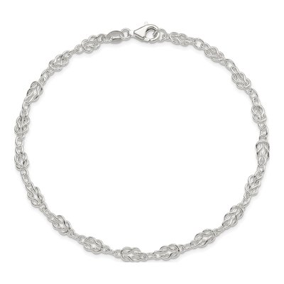 Sterling Silver 6mm Handmade Fancy Knot-Link Open Link Chain Anklet – view 7