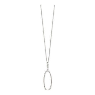 Sterling Silver CZ Oval Dangle Necklace – view 3
