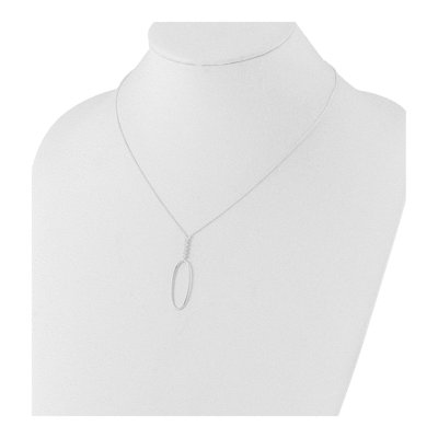 Sterling Silver CZ Oval Dangle Necklace – view 4