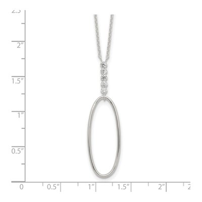 Sterling Silver CZ Oval Dangle Necklace – view 5