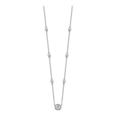 Sterling Silver CZ Station Necklace – view 3