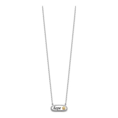 Sterling Silver & 14K Gold CZ HOPE Necklace – view 2
