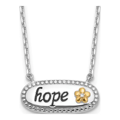 Sterling Silver & 14K Gold CZ HOPE Necklace