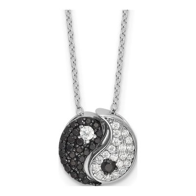 Sterling Silver CZ Yin Yang Necklace