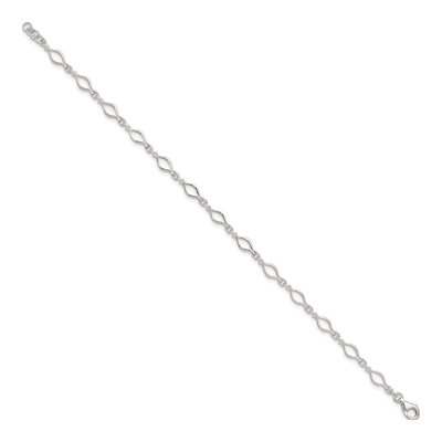 Sterling Silver 6mm Fancy Open Link Chain Anklet – view 2