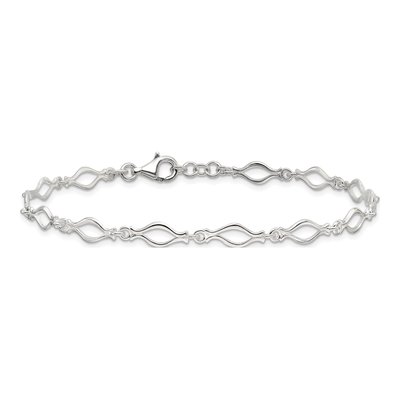 Sterling Silver 6mm Fancy Open Link Chain Anklet – view 4