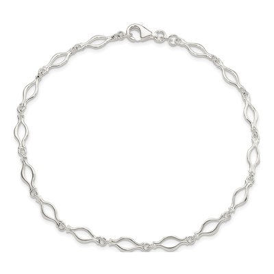 Sterling Silver 6mm Fancy Open Link Chain Anklet – view 6