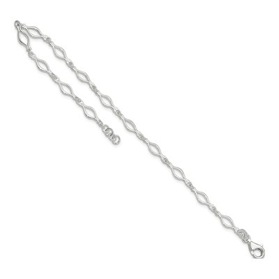 Sterling Silver 6mm Fancy Open Link Chain Anklet – view 8