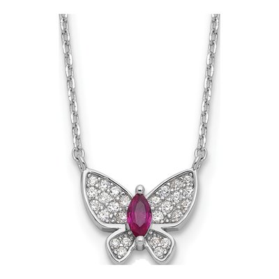 Sterling Silver CZ Butterfly Necklace