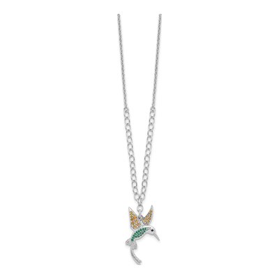 Sterling Silver Crystal & CZ Hummingbird Necklace – view 2