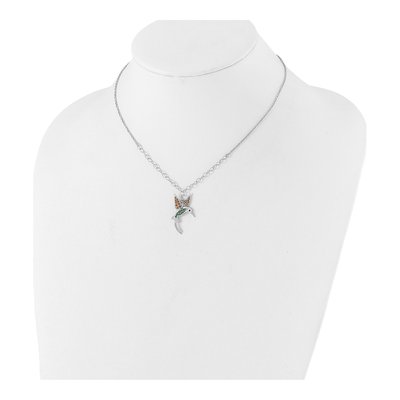 Sterling Silver Crystal & CZ Hummingbird Necklace – view 3