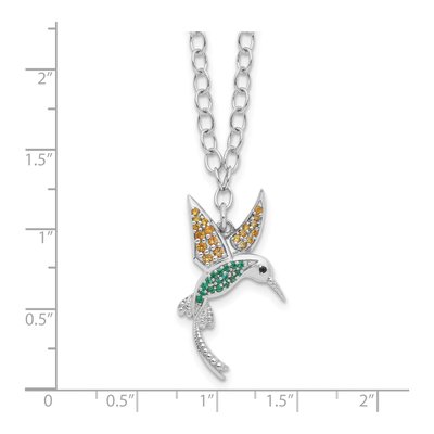 Sterling Silver Crystal & CZ Hummingbird Necklace – view 4