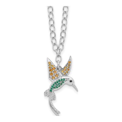 Sterling Silver Crystal & CZ Hummingbird Necklace