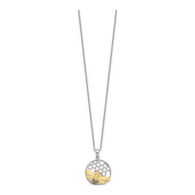 Gold-Plated Sterling Silver Enameled Bee Necklace – view 3