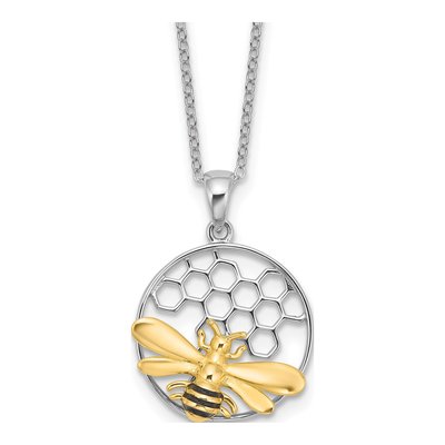 Gold-Plated Sterling Silver Enameled Bee Necklace