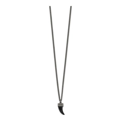 Sterling Silver Antiqued Horn Necklace – view 2