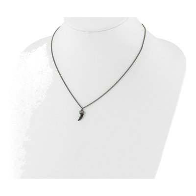 Sterling Silver Antiqued Horn Necklace – view 3