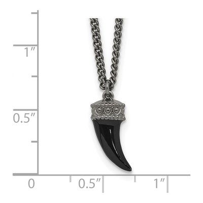 Sterling Silver Antiqued Horn Necklace – view 4
