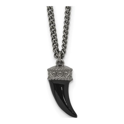 Sterling Silver Antiqued Horn Necklace