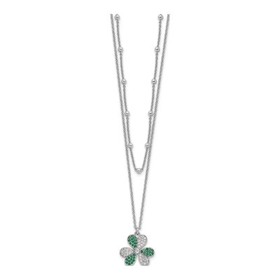 Sterling Silver Crystal & CZ Clover Necklace – view 3