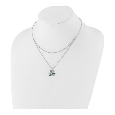 Sterling Silver Crystal & CZ Clover Necklace – view 4