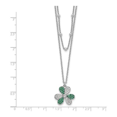 Sterling Silver Crystal & CZ Clover Necklace – view 5