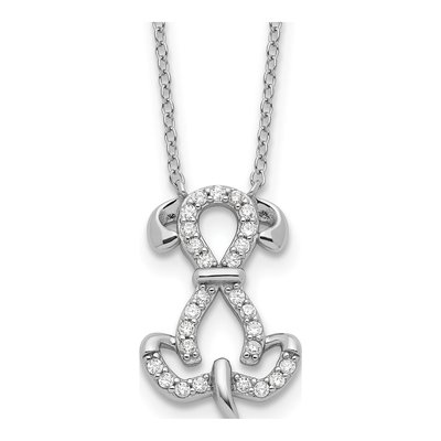 Sterling Silver CZ Dog Necklace